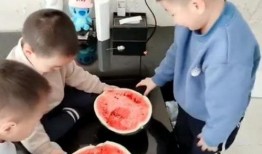 妈妈兄弟吃瓜,温馨家庭时光